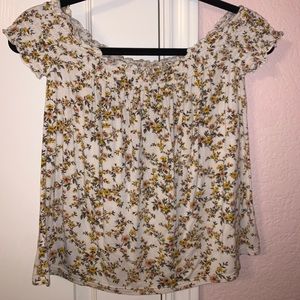 American eagle off the shoulder floral top